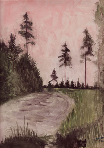 Gouache landskap.
