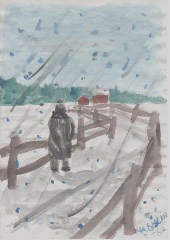 Gouache landskap.