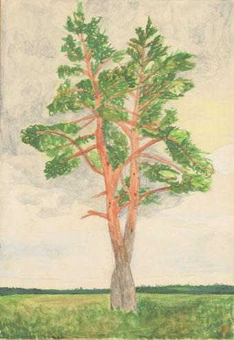Gouache landskap.