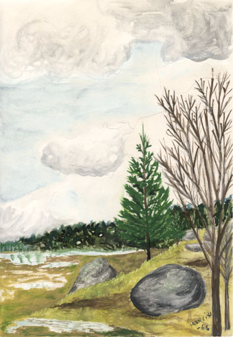 Gouache landskap.
