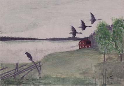 Gouache landskap.