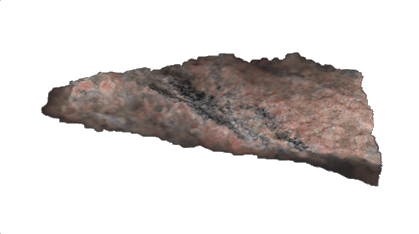 Ett stycke gnejs (eller granit?) frn tomtens hyposuperficala djup. © Mats Ohlin 2013.