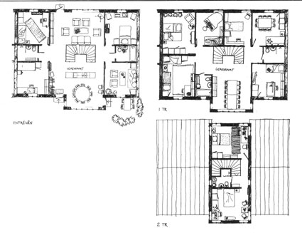 Ekensbergs kollektivhus. Planer av elevbostadshus.